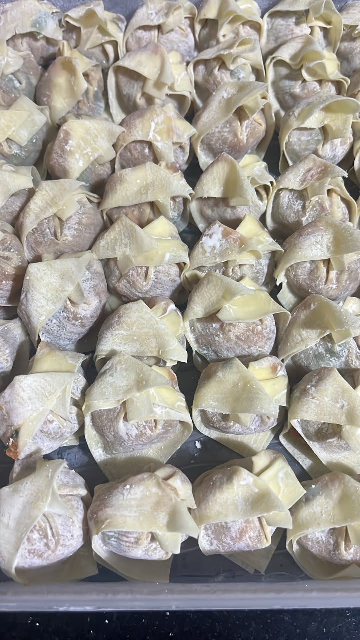 Chicken dumplings after freezing